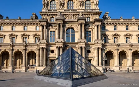Visiteur utilisant un audioguide pour une visite autoguidée du musée du Louvre avec entrée réservée