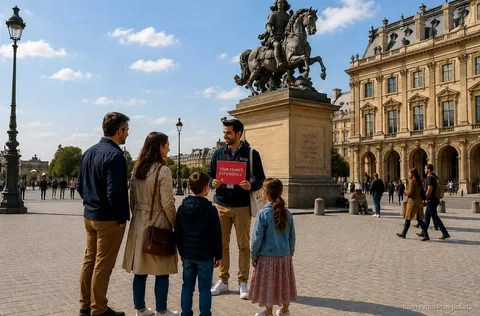Famille avec enfants lors d'une visite privée guidée du musée du Louvre avec entrée réservée